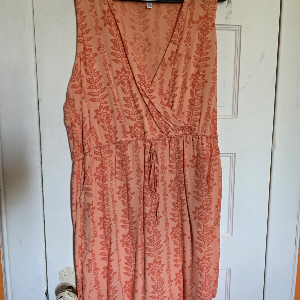 Floral Coral Sleeveless Dress